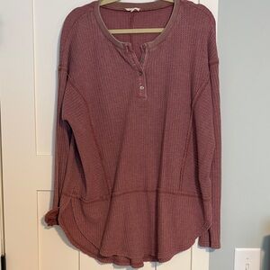 Easel Mauve Long Sleeve Waffle Knit Top